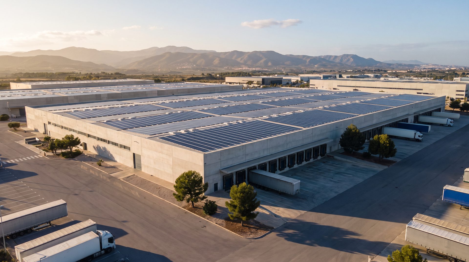Cubierta industrial con módulos fotovoltaicos